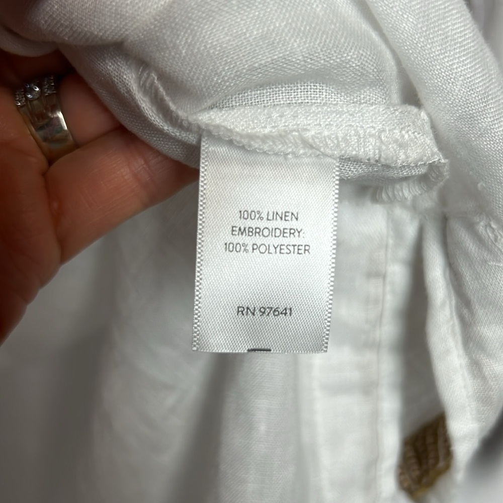 NWT J.Jill Love Linen White Tunic Paisley Trim Beading resort Medium - Picture 9 of 9